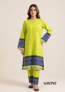 SAKINÉ Lime Green & Blue Printed Women’s 2-Piece Suit(was n wear)