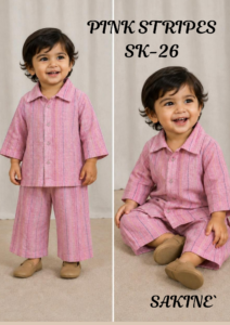 Pink Stripes Khaddar Kids 2-Piece Co-Ords Set – SK-26 | SAKINÉ