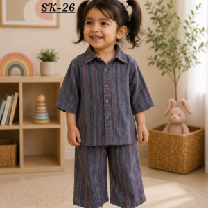 SK-26 — Blue, Red & White Striped Khaddar Co-ords Set