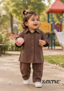 Brown Multicolour Stripes SK-26 – Kids’ 2-Piece Co-ords Set