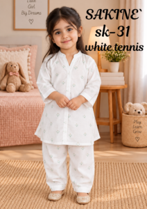 Sakiné White Tennis – Imported Lawn Girls’ Co-Ord Set