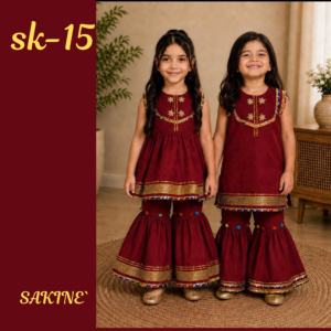 SK-15 — Maroon Girls’ Gharara 2-Piece Set | Lightweight Summer Georgette