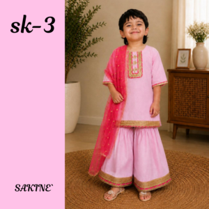 SK-3 — Light Pink Cotton Gharara 3-Piece Set