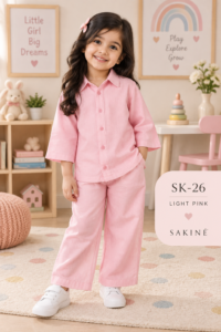Light Pink Khaddar 2-Piece Kids Co-Ords Set – SK-26 | SAKINÉ