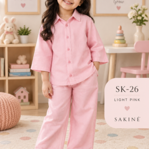 Light Pink Khaddar 2-Piece Kids Co-Ords Set – SK-26 | SAKINÉ