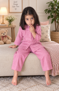 SAKINÉ SK-26 – Dark Pink Khaddar Kids 2-Piece Co-Ords Set