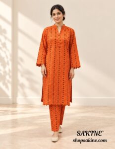 Sakiné Tangerine Geo — Printed Shirt and trousers