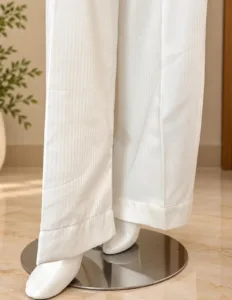 Sakiné White Grace — Heavy Ribbed Wash-n-Wear Trousers
