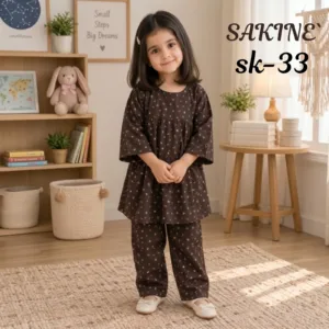 SAKINÉ Midnight Blossom Girls 2-Piece Co-Ord Set – SK-32(imported lawn)